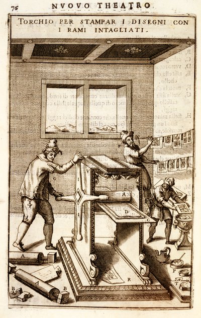 Kupferdruckpresse für den Druck von Zeichnungen, 1607 von Vittorio Zonca